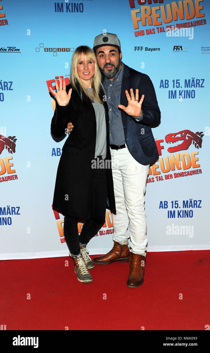 04 March 2018, Germany, Munich: Actor Adnan Maral and his wife Frau Franziska arriving at the premiere of 'Fünf Freunde und das Tal der Dinosaurier' (lit. Five Friends and the Valley of the Dinosaurs). The film arrives in cinemas on the 15 March 2018. Photo: Ursula Düren/dpa Credit: dpa picture alliance/Alamy Live News Stock Photo