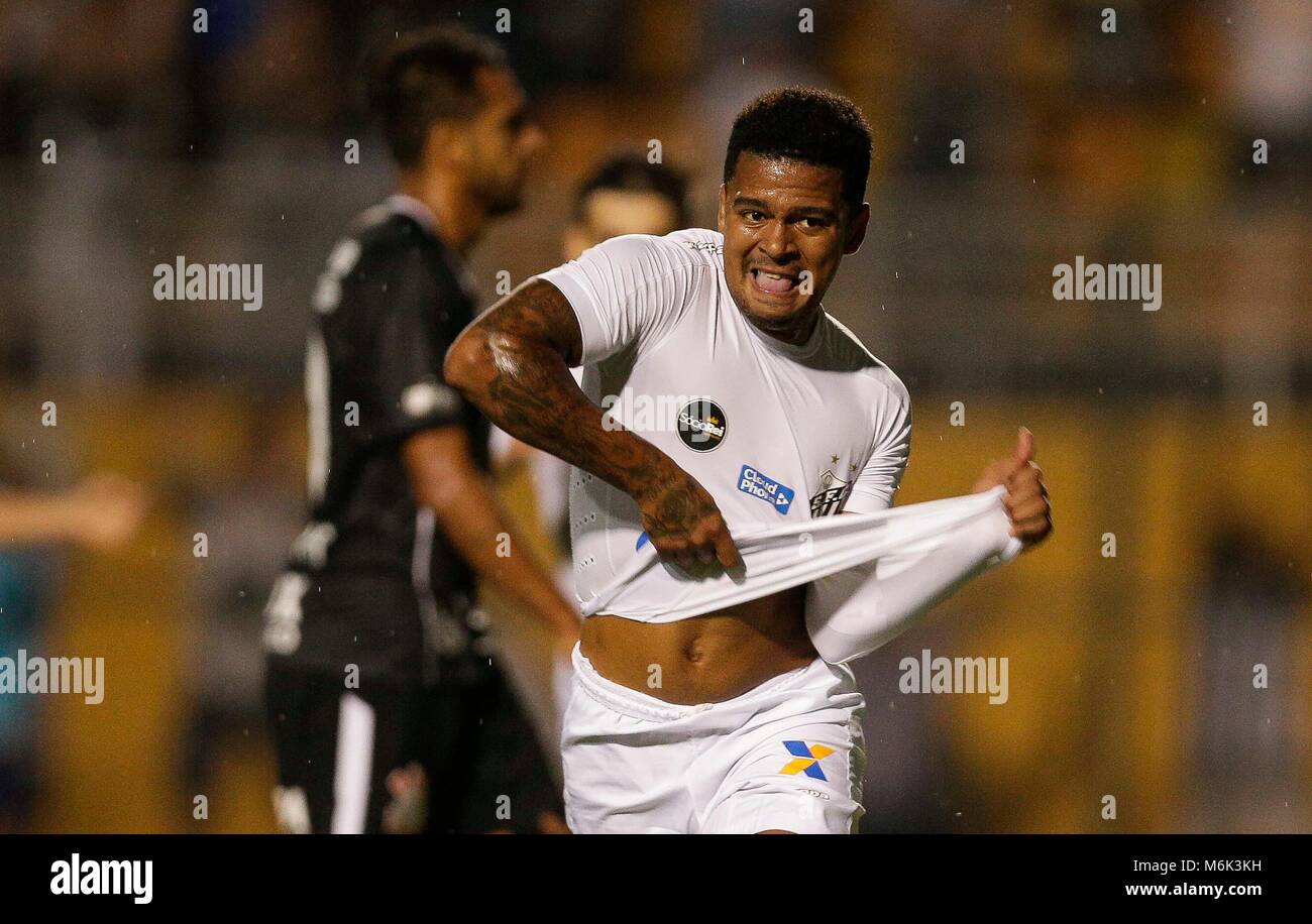 Sao Paulo Sp 04 03 18 Santos X Corinthians Diogo Vitor Do Santos Celebrates After Scoring A Draw During The Match Between Santos And Corinthians Held At The Paulo Machado De Carvalho Sao Paulo Sp 04 03 18 Santos X Corinthians Diogo Vitor Do Santos Celebrates After Scoring A Draw During The Match Between Santos And Corinthians Held At The Paulo Machado De Carvalho