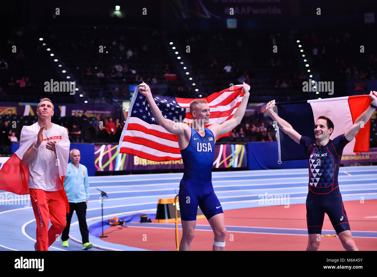 Birmingham, UK. 4th Mar, 2018. Renaud Lavillenie (FRA, Gold), Sam