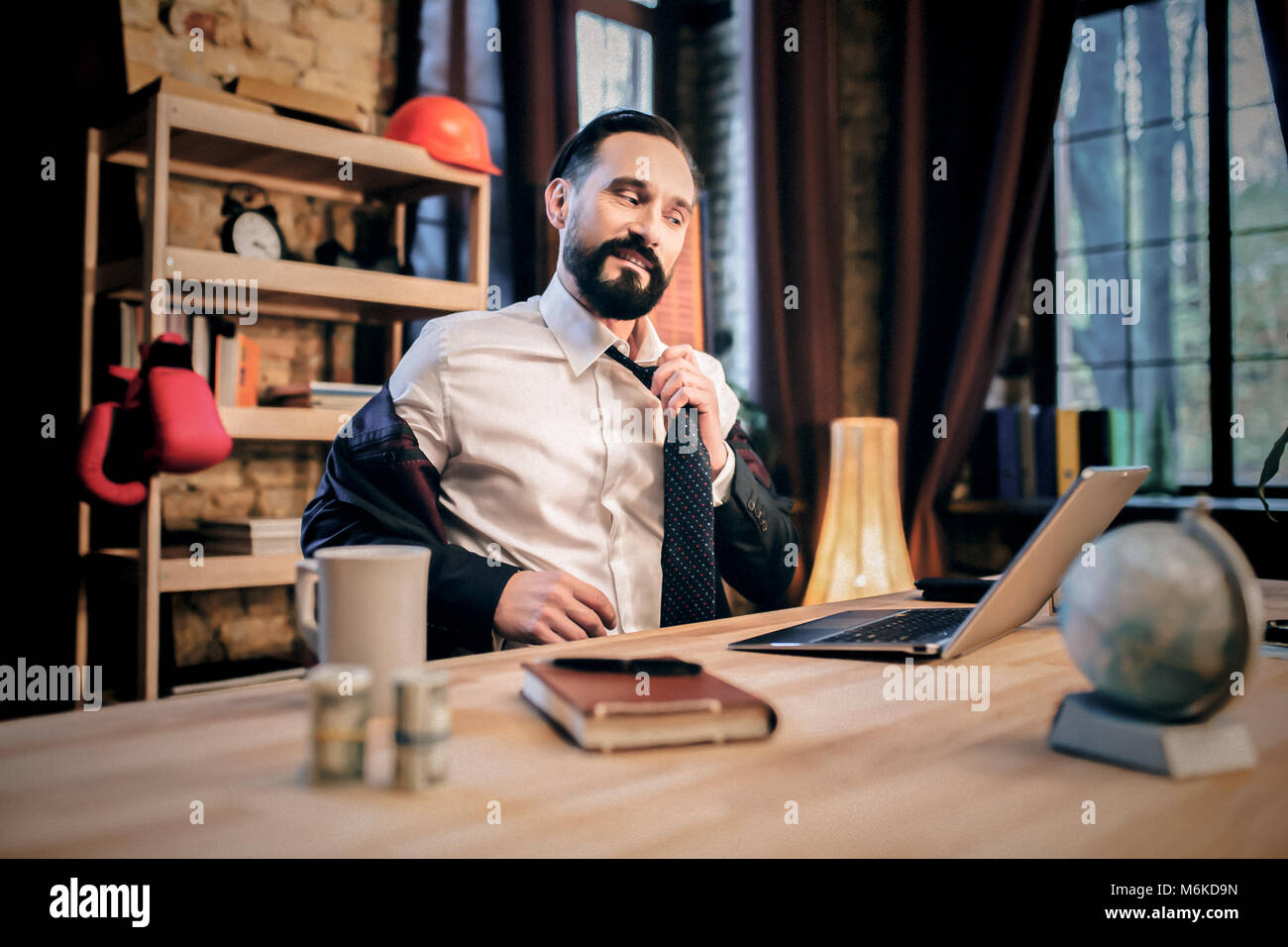 businessman in a strange position Stock Photo