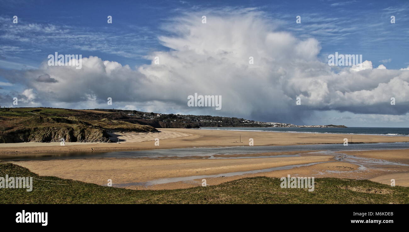 Looking across to Carbis Bay from Hayle Towans Stock Photo
