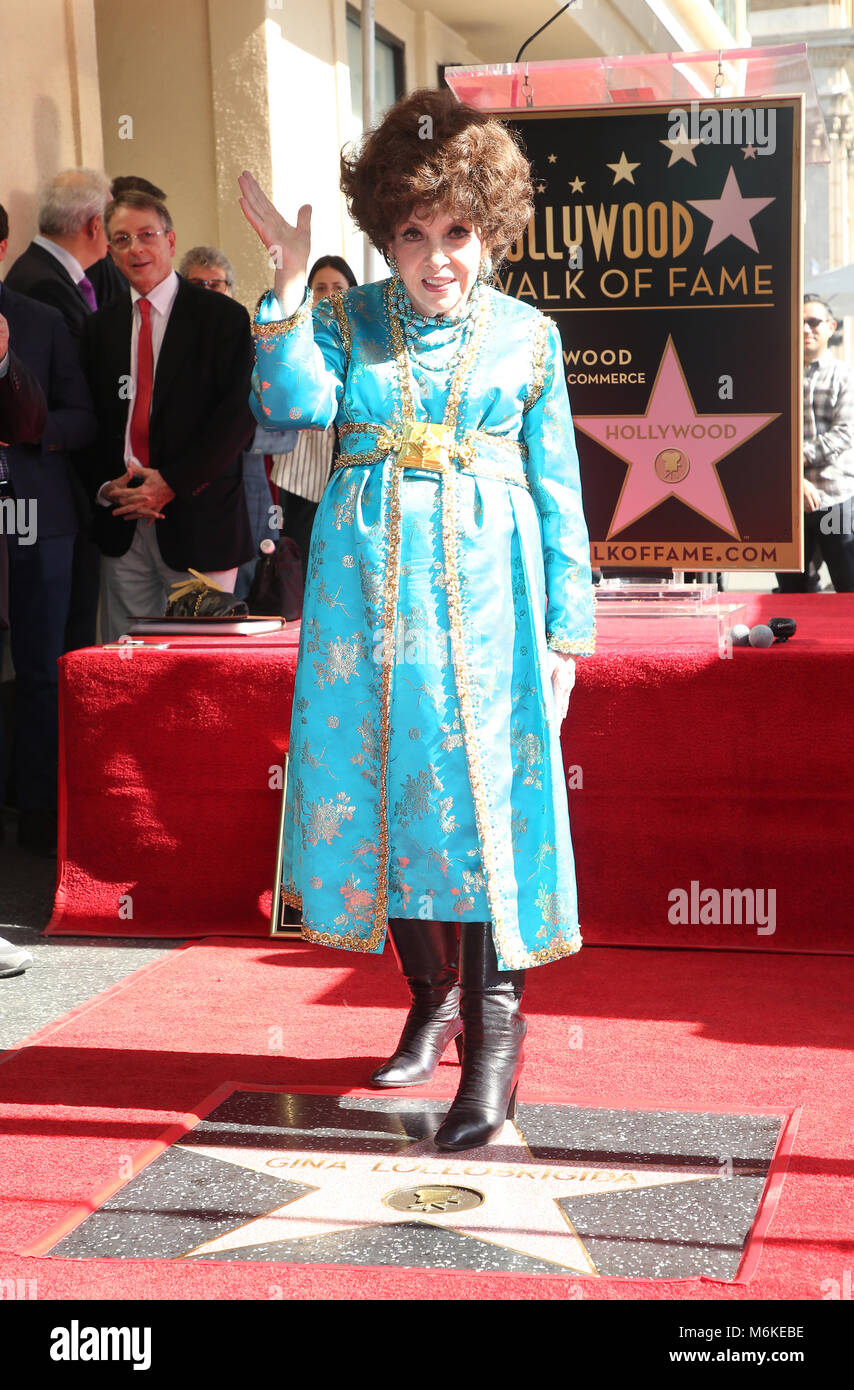 Gina Lollobrigida receives a star on the Hollywood Walk Of Fame ...