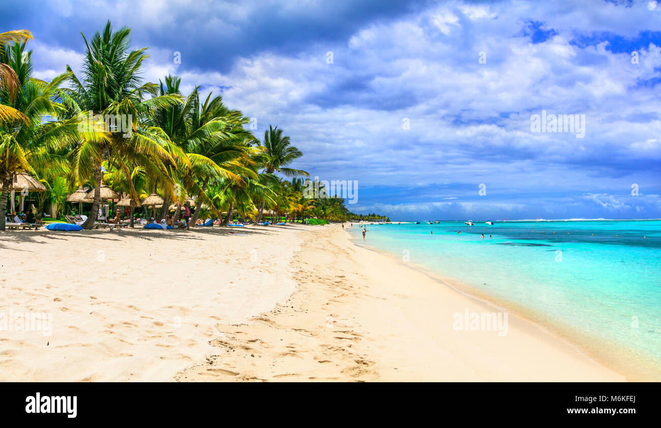 Beautiful beach of Mauritius,tropical paradise. Stock Photo