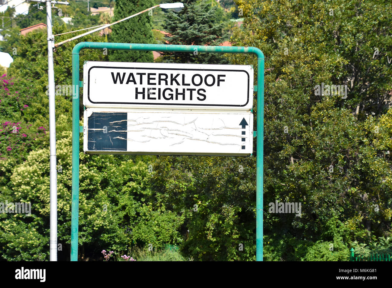 A sign in waterkloof heights an upscale residential area in pretoria south africa Stock Photo