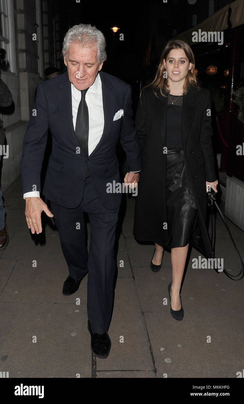 Princess Beatrice leaves Lou Lou's private members club holding hands