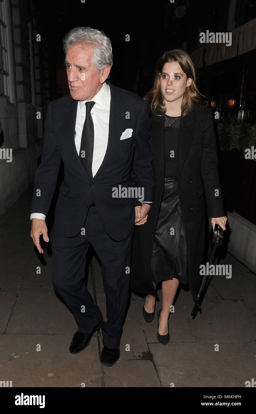 Princess Beatrice leaves Lou Lou's private members club holding hands