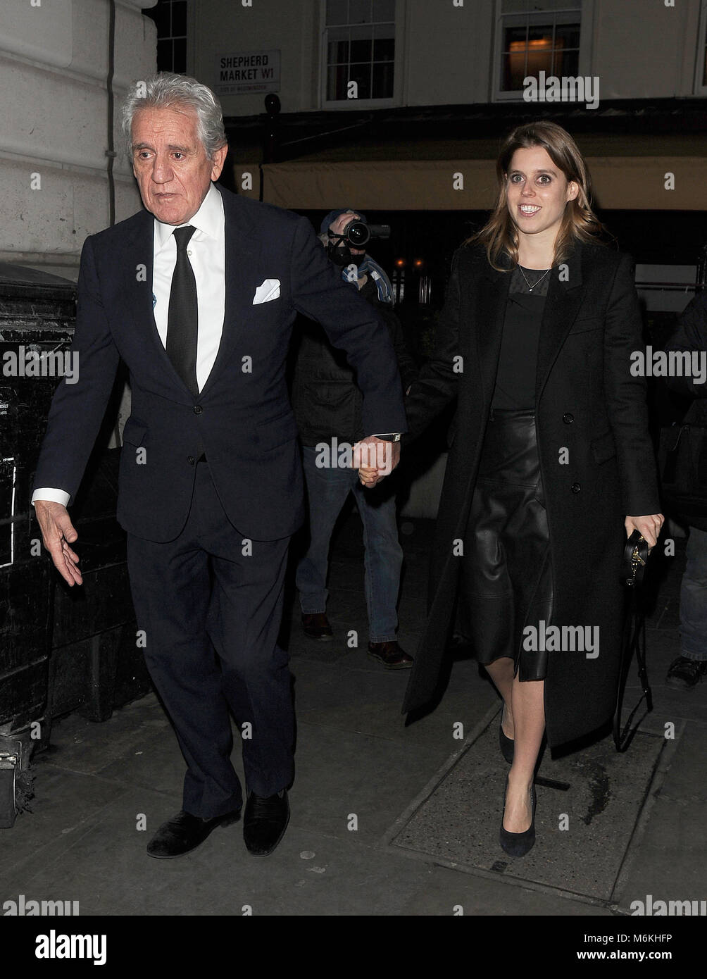 Princess Beatrice leaves Lou Lou's private members club holding hands