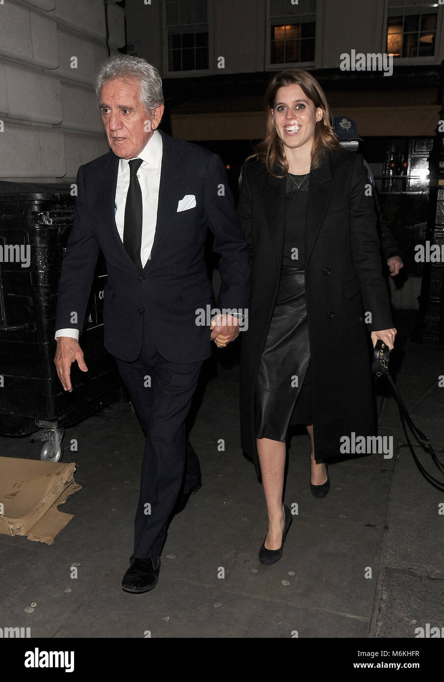 Princess Beatrice leaves Lou Lou's private members club holding hands