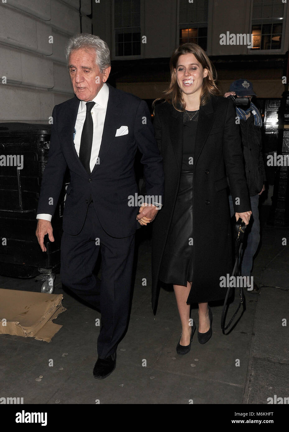 Princess Beatrice leaves Lou Lou's private members club holding hands