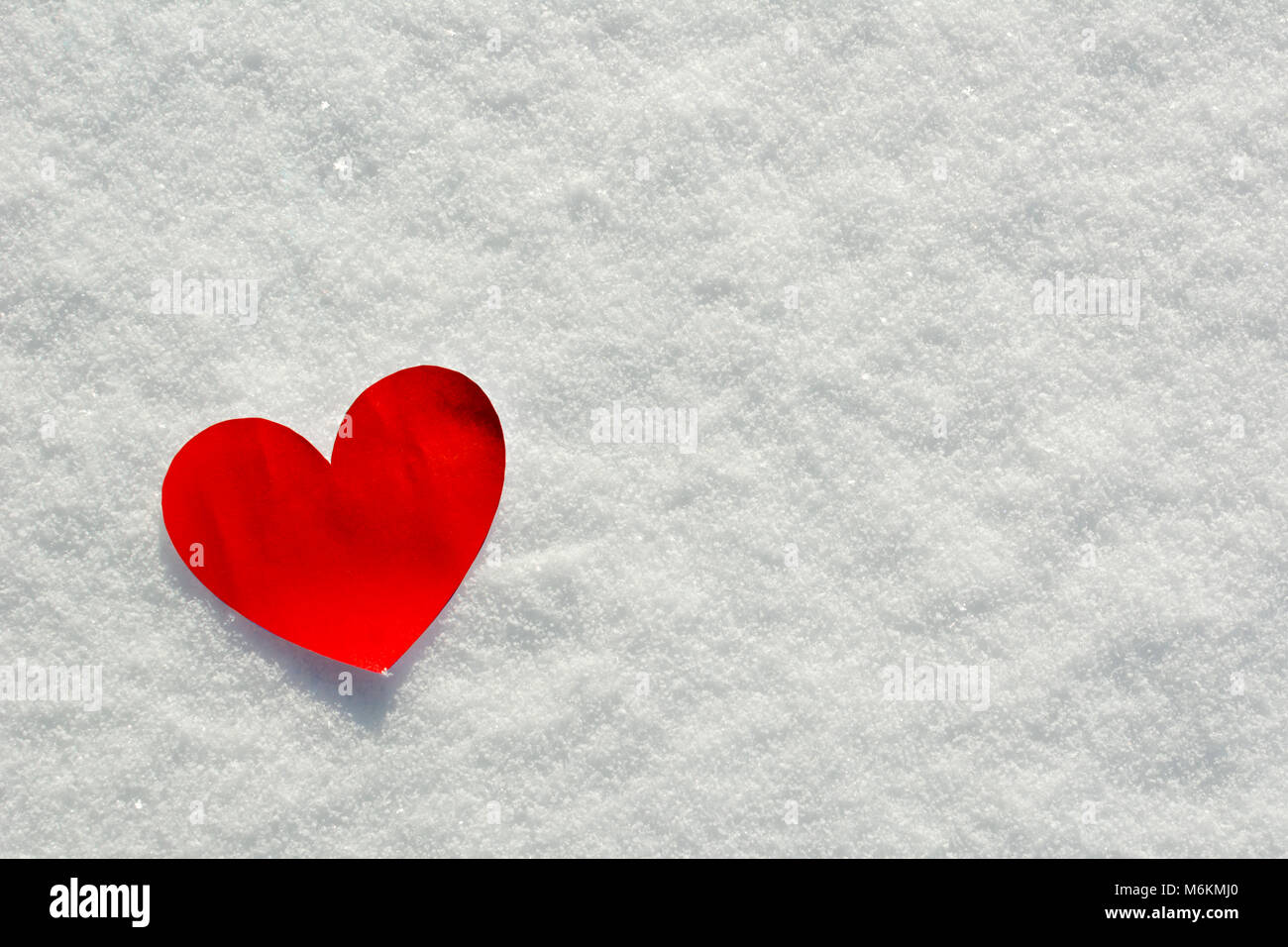 Love hearts on snow, Valentine's Day, Romantic, Mother's Day Stock Photo