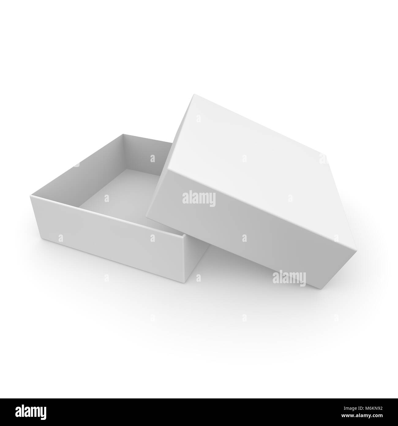 White empty box for products and goods on white isolated background. 3D