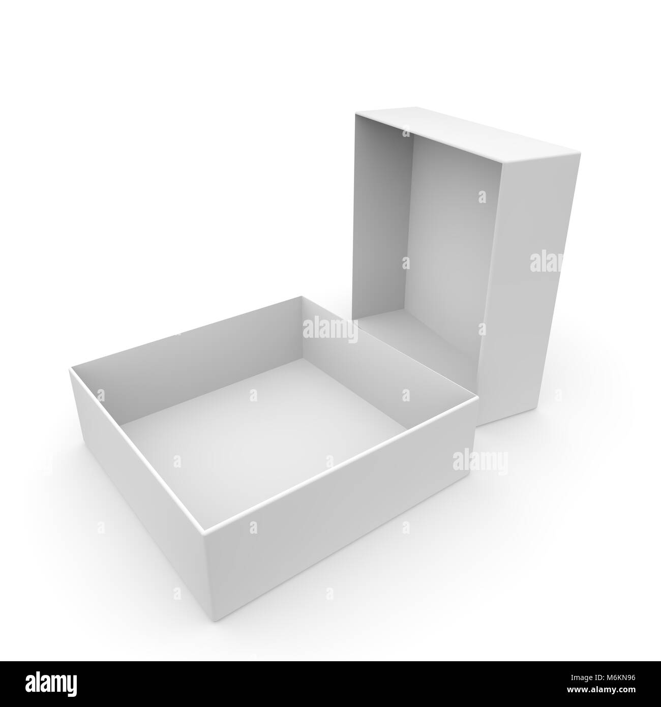 White empty box for products and goods on white isolated background. 3D