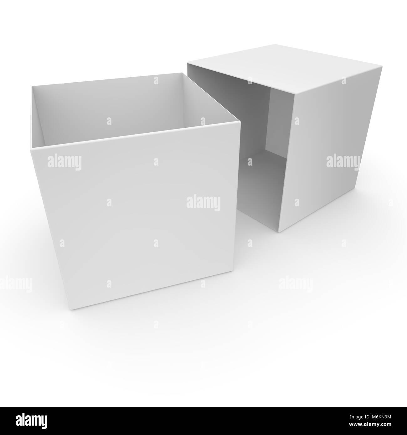 White empty box for products and goods on white isolated background. 3D