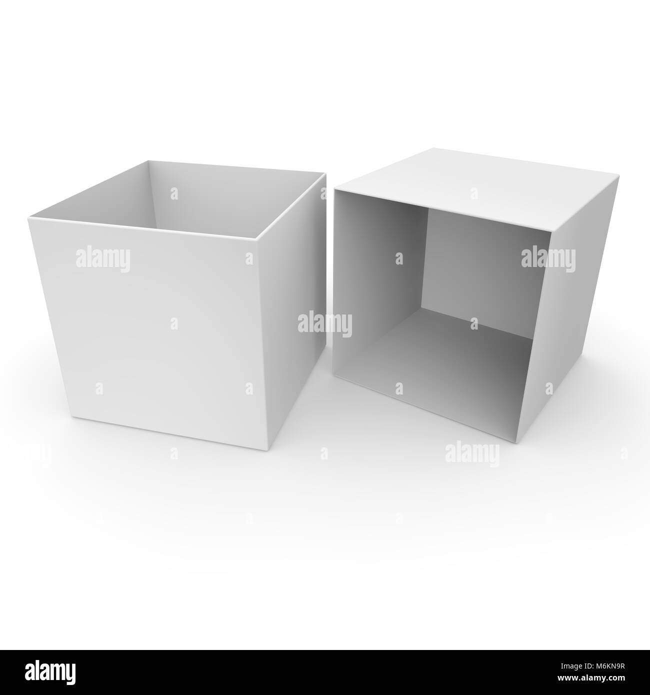 White empty box for products and goods on white isolated background. 3D