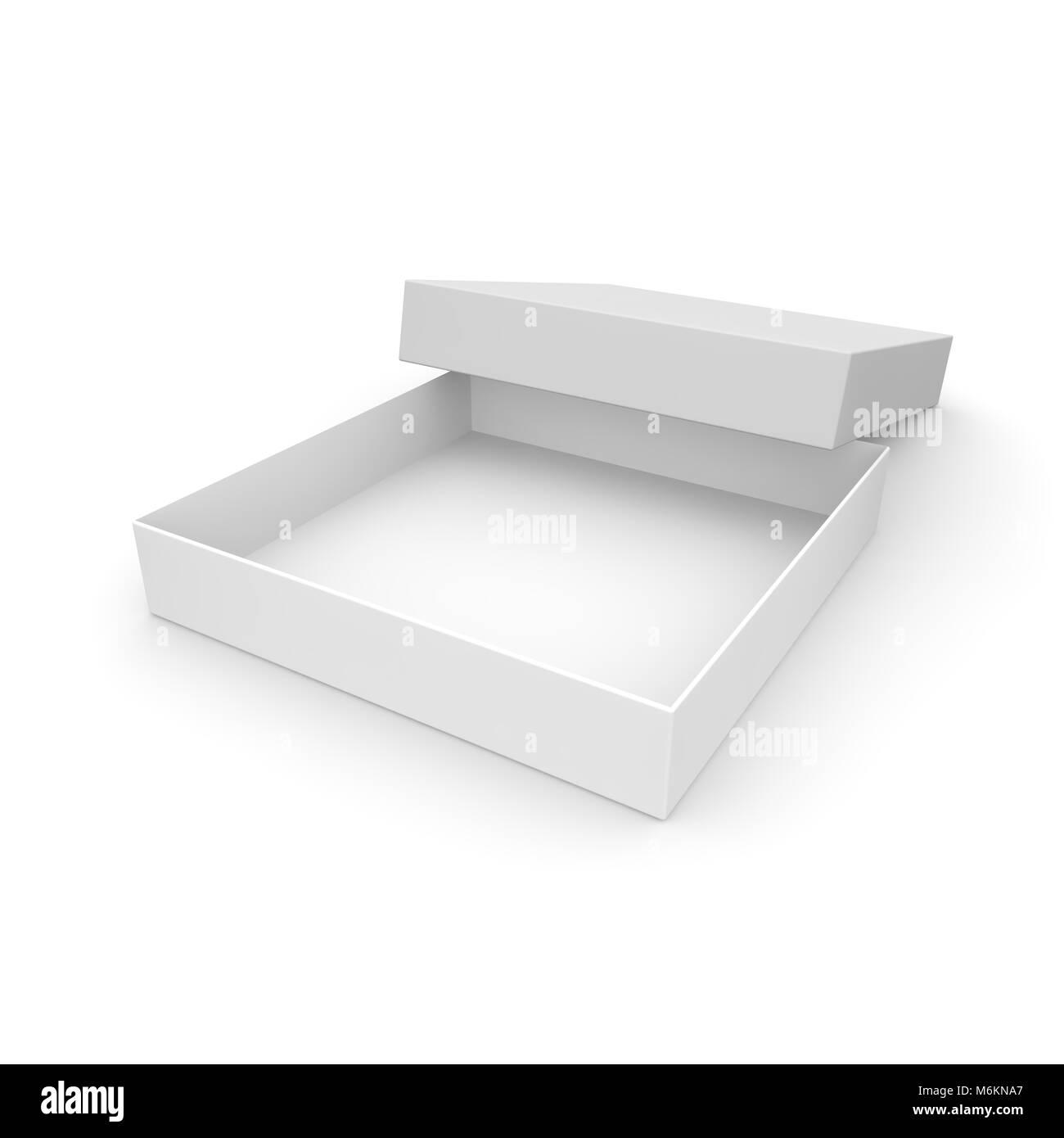 White empty box for products and goods on white isolated background. 3D