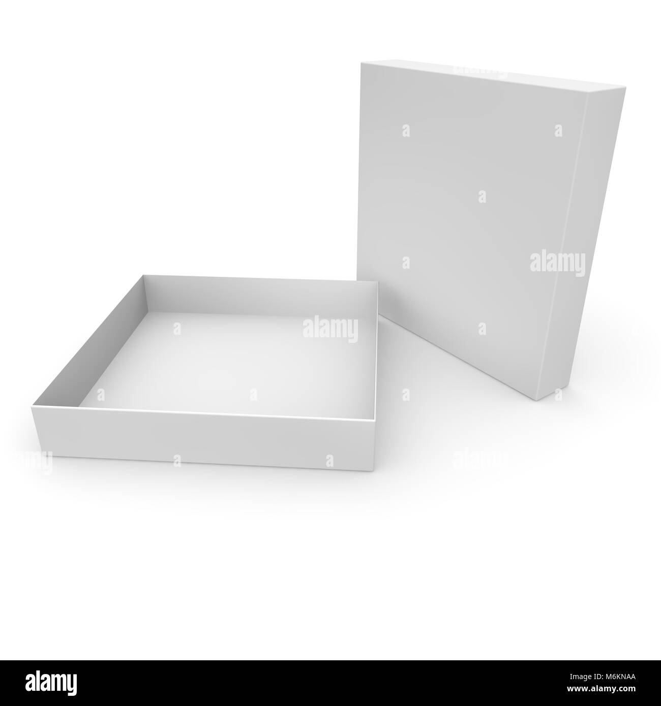 White empty box for products and goods on white isolated background. 3D