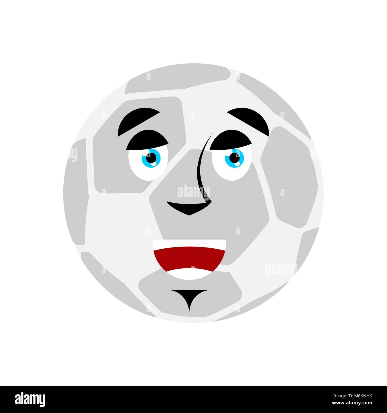 Soccer ball happy Emoji. Football Ball merry emotion avatar Stock