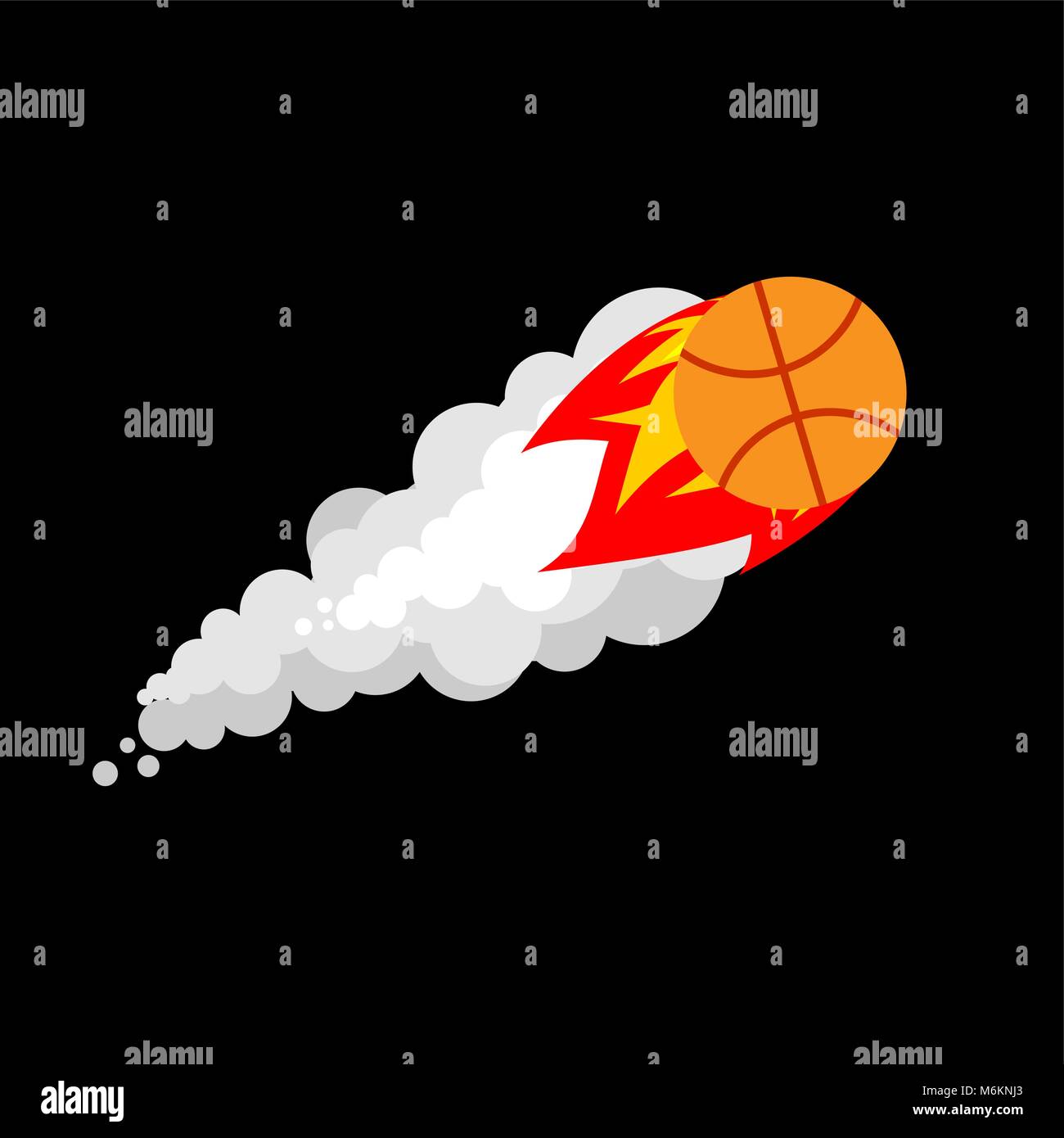 Fiery Basketball isolated. Flying gaming ball vector illustration Stock Vector