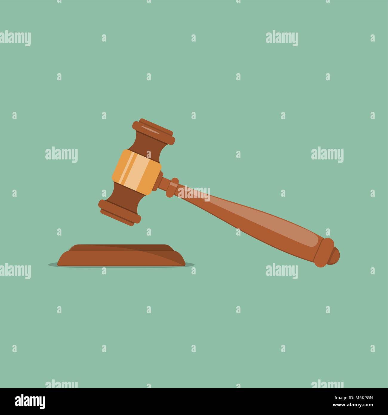 Gavel icon. Auction hammer. Shadow. Flat design. Vector illustration for your design Stock Vector