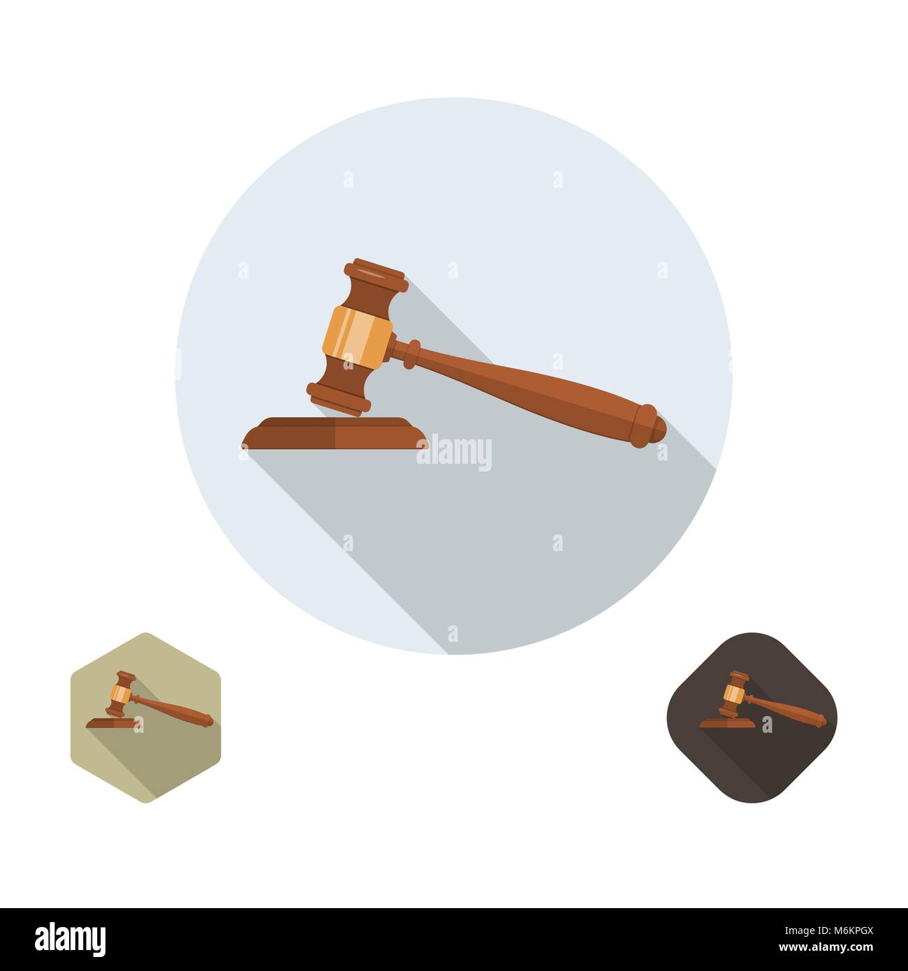Gavel icon. Auction hammer sign. Shadow. Flat design. Vector illustration for your design Stock Vector