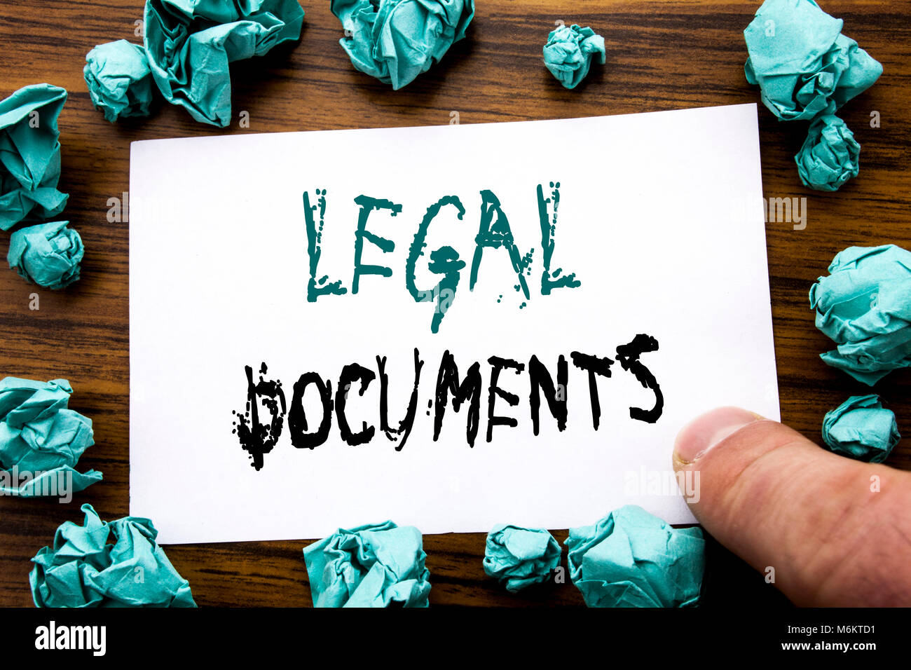 Handwriting Announcement text showing Legal Documents. Business concept
