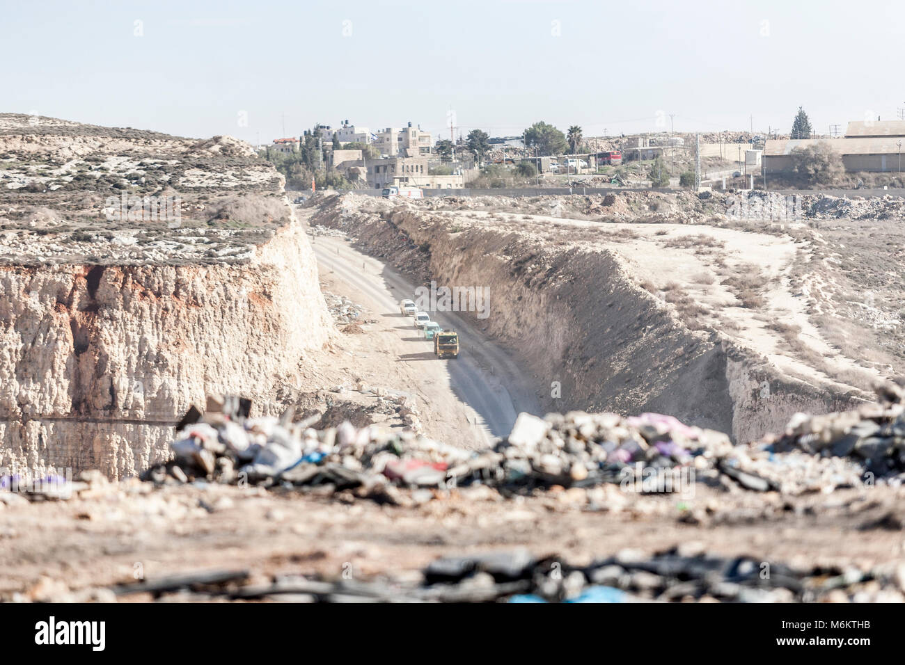 Building a new road in the dry and messy countryside of Palestine in
