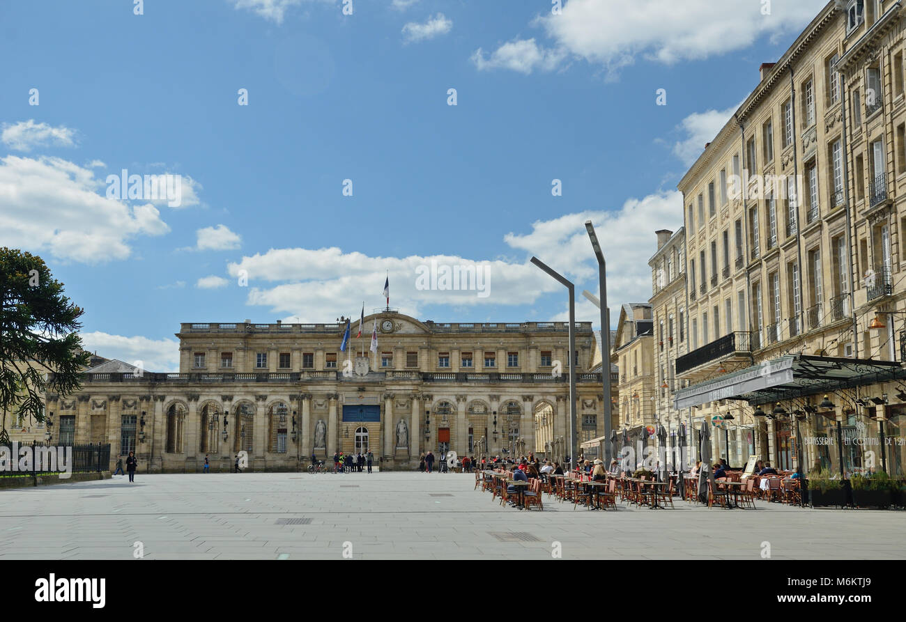 Famous square Pey-Berland in the French city Bordeaux Stock Photo