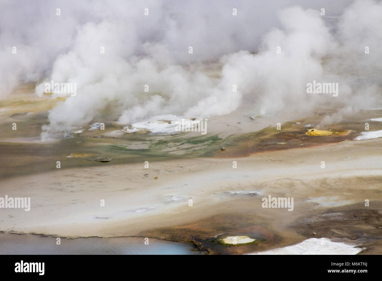 Thermal features in Porcelain Basin at Norris Geyser Basin Stock Photo ...