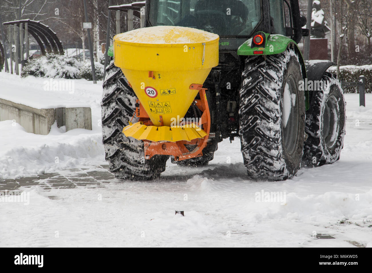 tractor Salt Spreaders Stock Photo Alamy