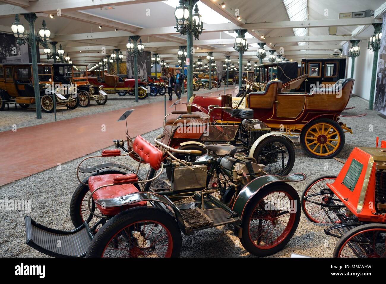 Cars from the beginning of the motorization are exhibited at the car collection of the museum Cité de l'Automobile in Mulhouse. | usage worldwide Stock Photo