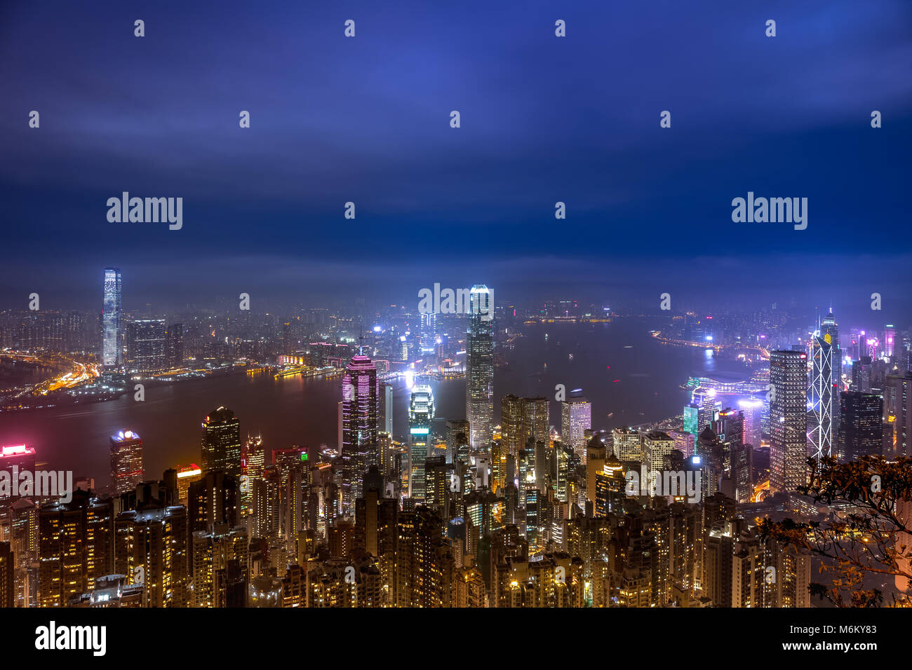 Hong Kong cityscape at night Stock Photo - Alamy