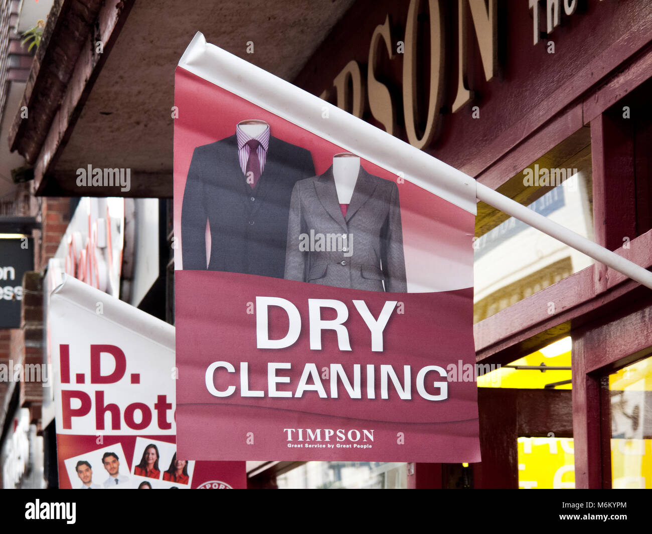 Timpson Dry Cleaning Advertising Banner Outside Shop Premises British 