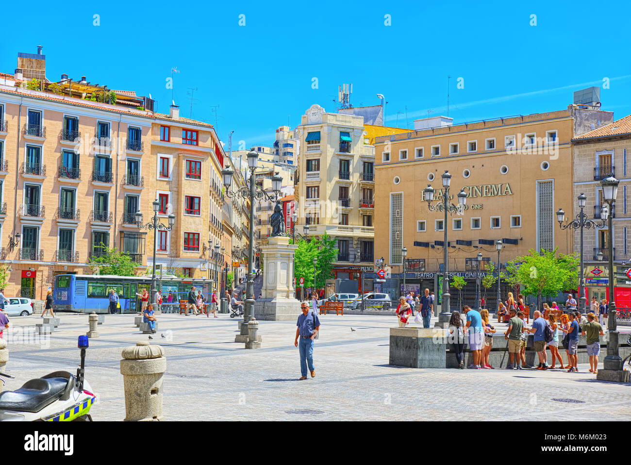 Madrid, Spain- June 06, 2017: Plaza de Isabel II with tourists and people. Madrid-capital of Spain and one of the most beautiful cities in the world. Stock Photo