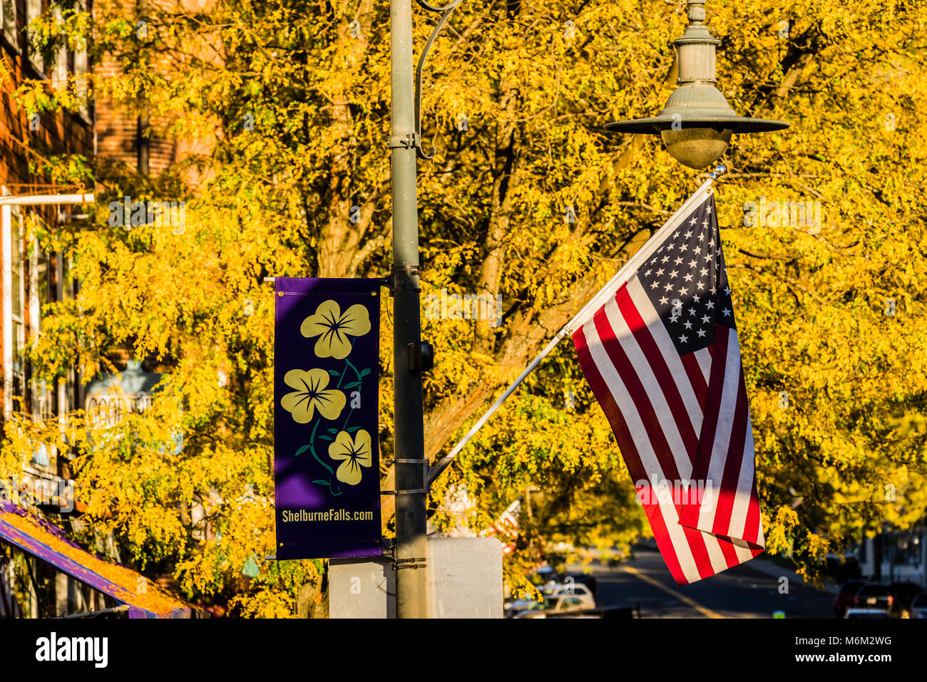 bridge-street-light-pole-shelburne-falls-massachusetts-usa-stock