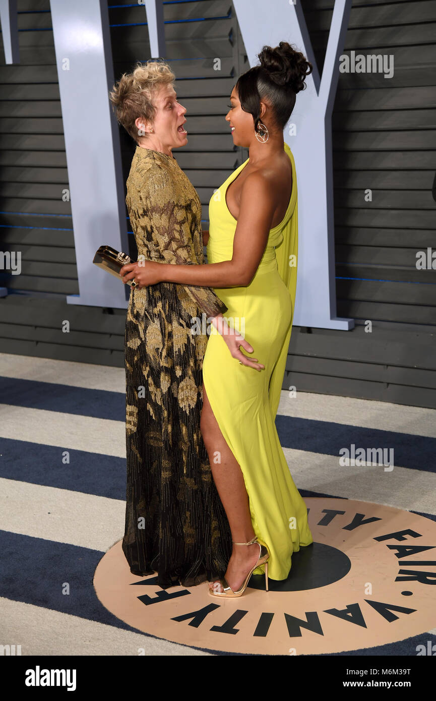 Frances McDormand (left) and Tiffany Haddish arriving at the Vanity
