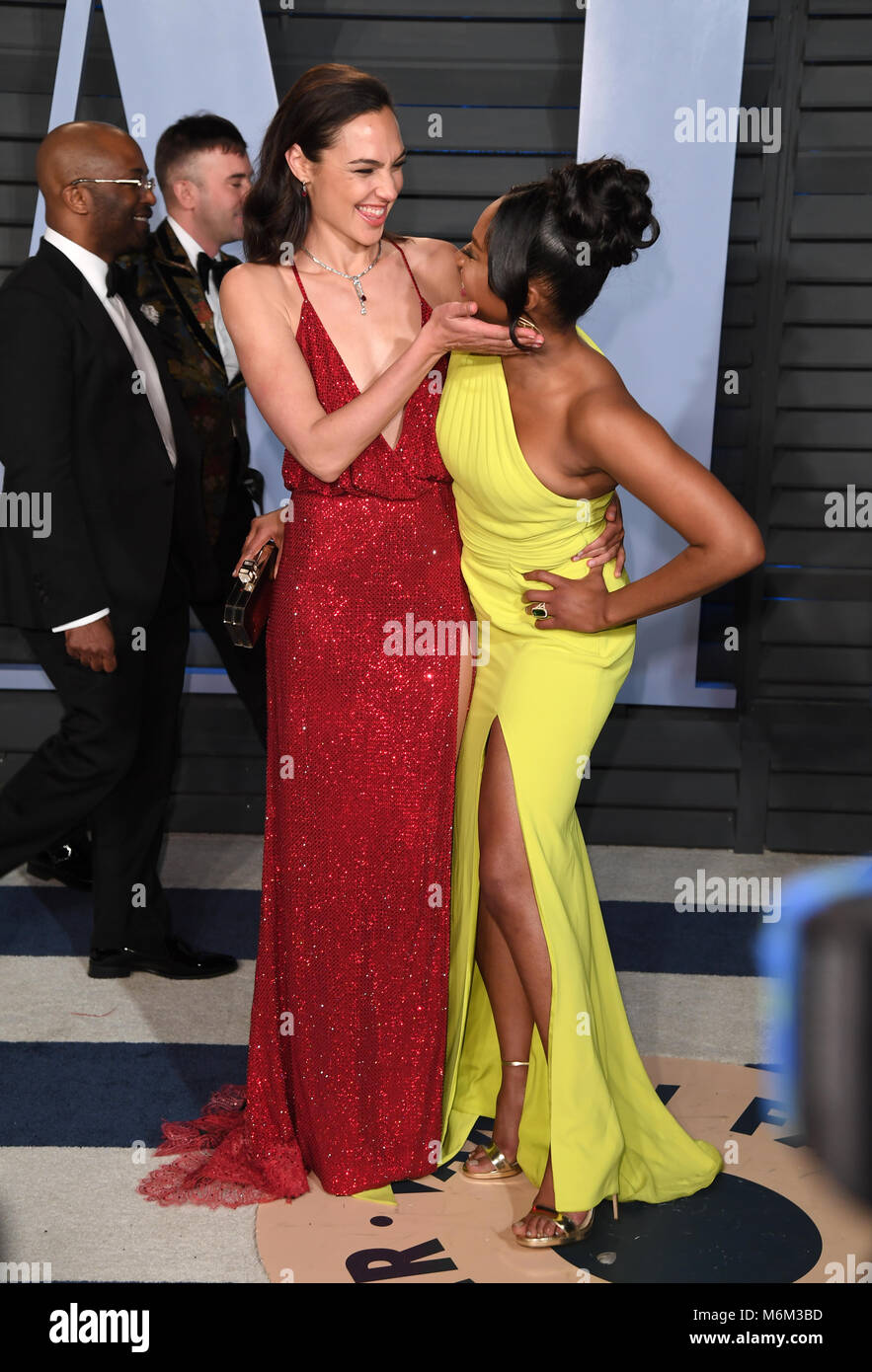 Gal Gadot (left) and Tiffany Haddish arriving at the Vanity Fair Oscar