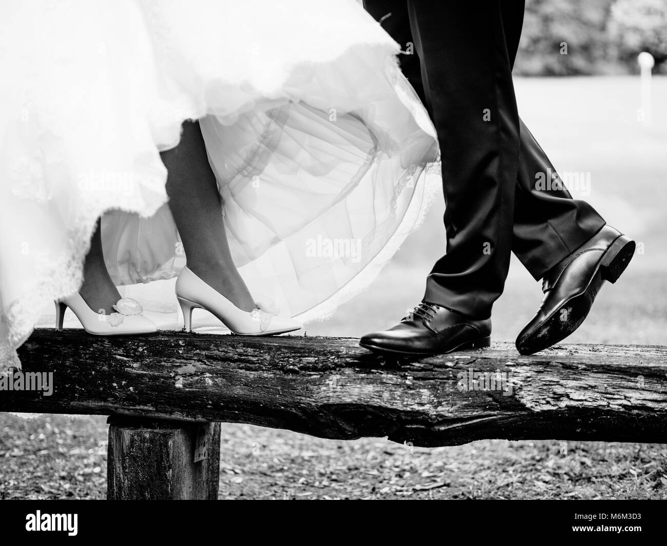 The shoes of the bride and groom Stock Photo
