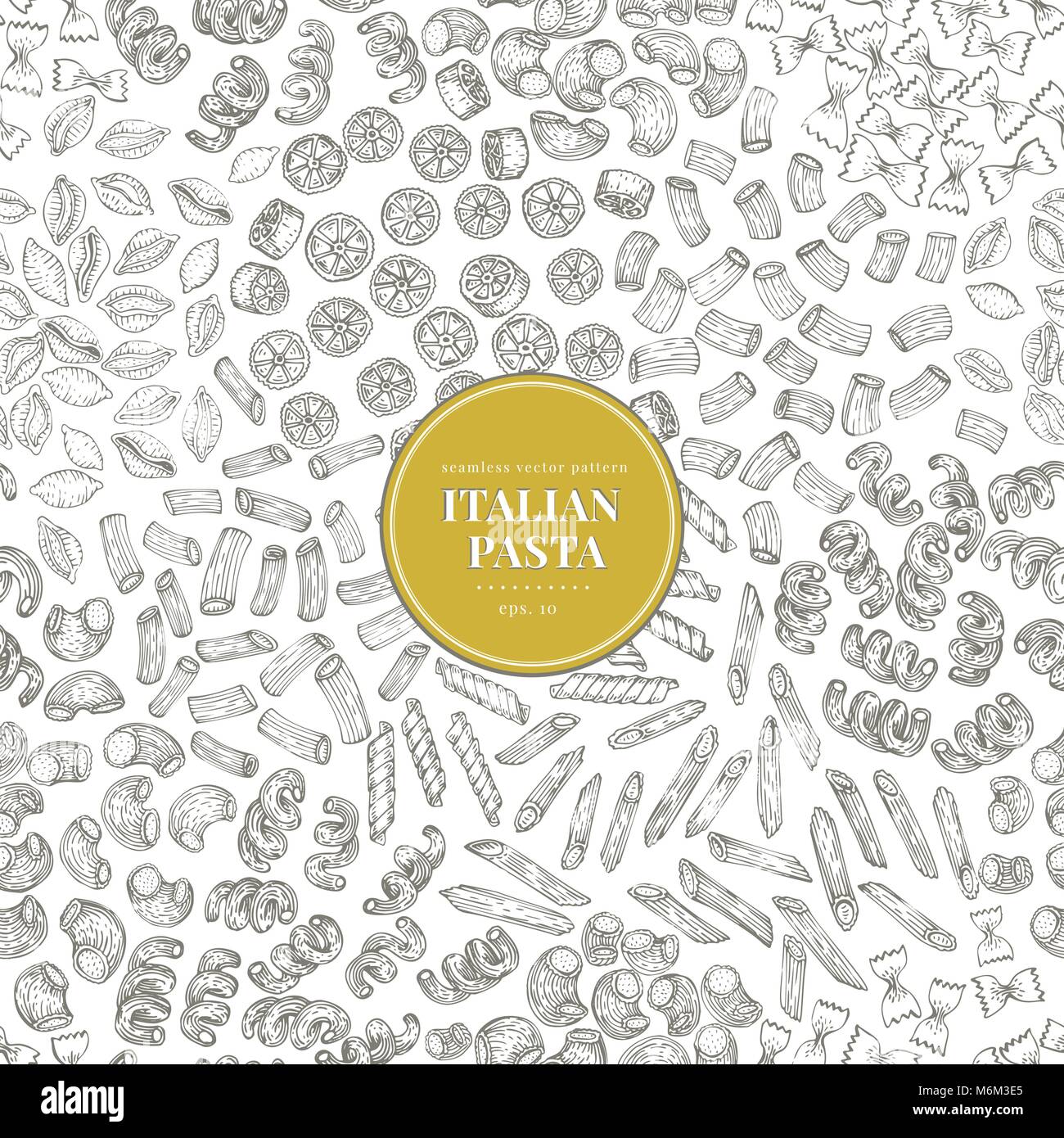 Seamless vector pattern with different types of traditional Italian ...