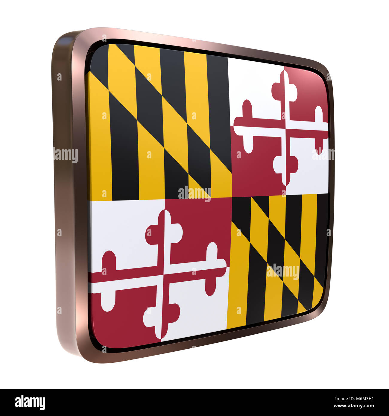 3d rendering of a Maryland State flag icon with a bright frame ...