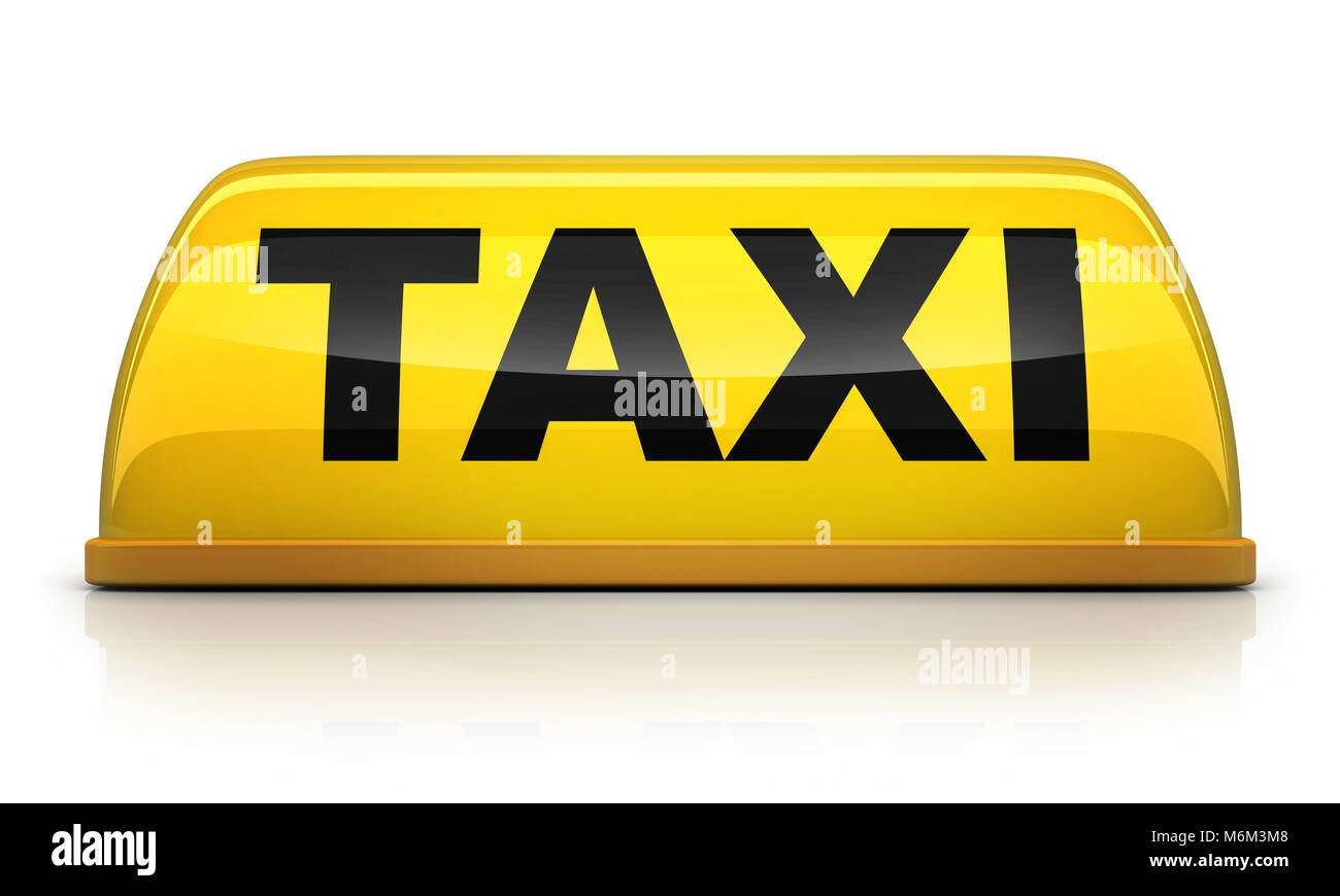 Yellow taxi sign on white background. 3d illustration Stock Photo