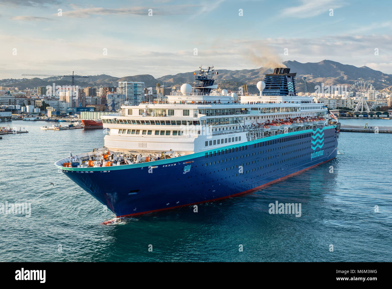 Malaga, Spain - December 7, 2016: The Pullmantur Zenith cruise ship leaves  the port of Malaga, Andalusia, Spain Stock Photo - Alamy