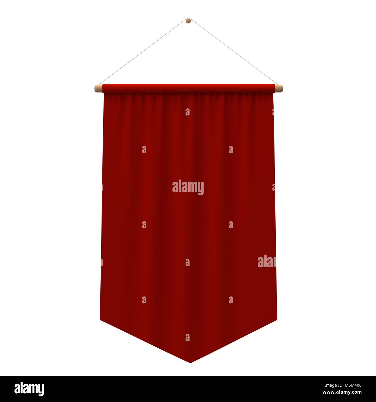 Realistic red cloth hanging banner. 3D Rendering Stock Photo