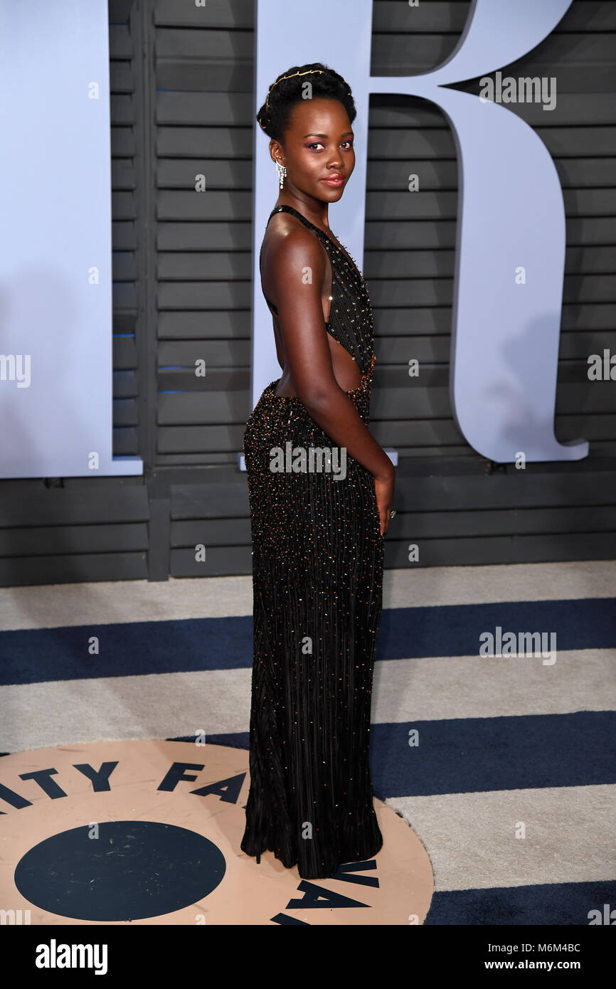 Lupita Nyong'o arriving at the Vanity Fair Oscar Party held in Beverly
