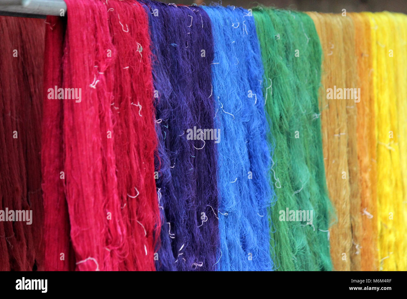 silk production process, colorful raw silk thread Stock Photo Alamy