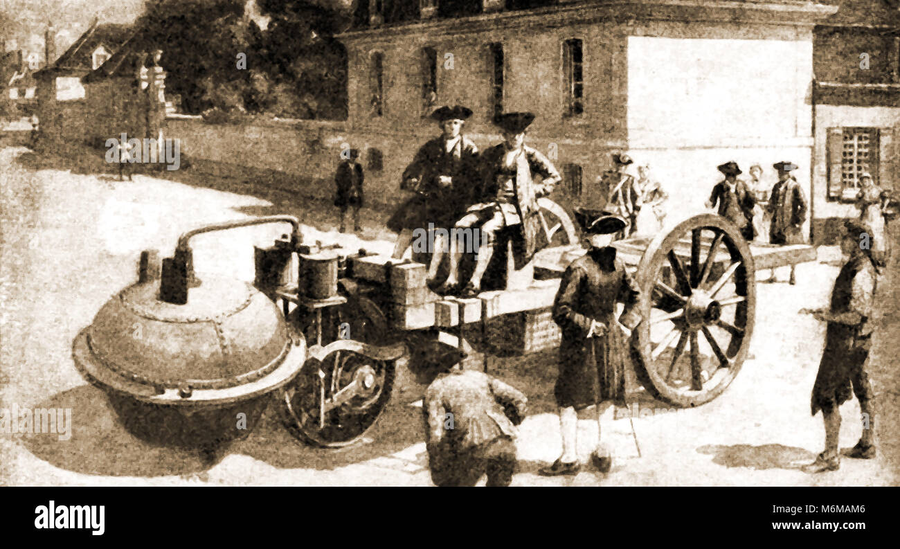 An early form of steam car used as a passenger vehicle NicolasJoseph Cugnot Stock Photo Alamy