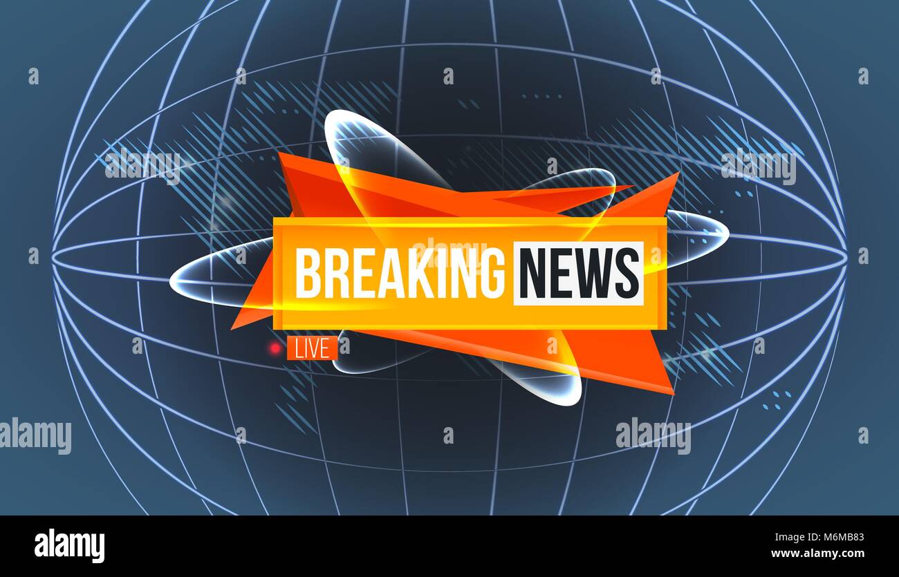 Logo of breaking news on world map Stock Vector