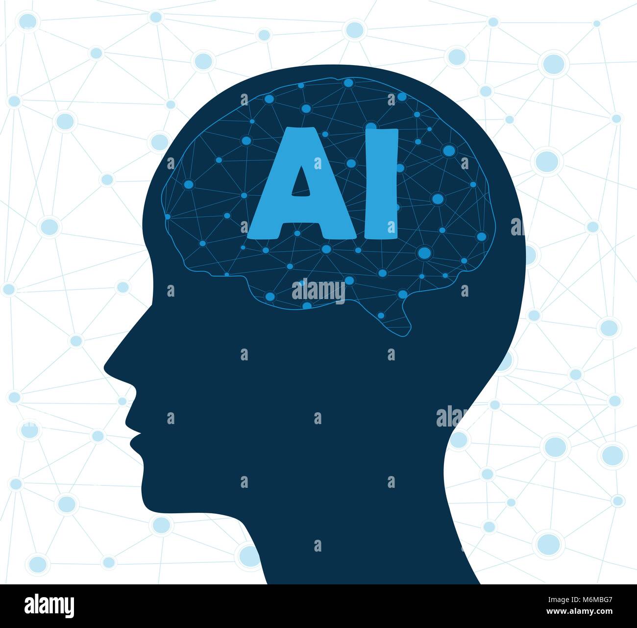 Concept of Artificial Intelligence with Human head. Networks Design Concep Stock Vector