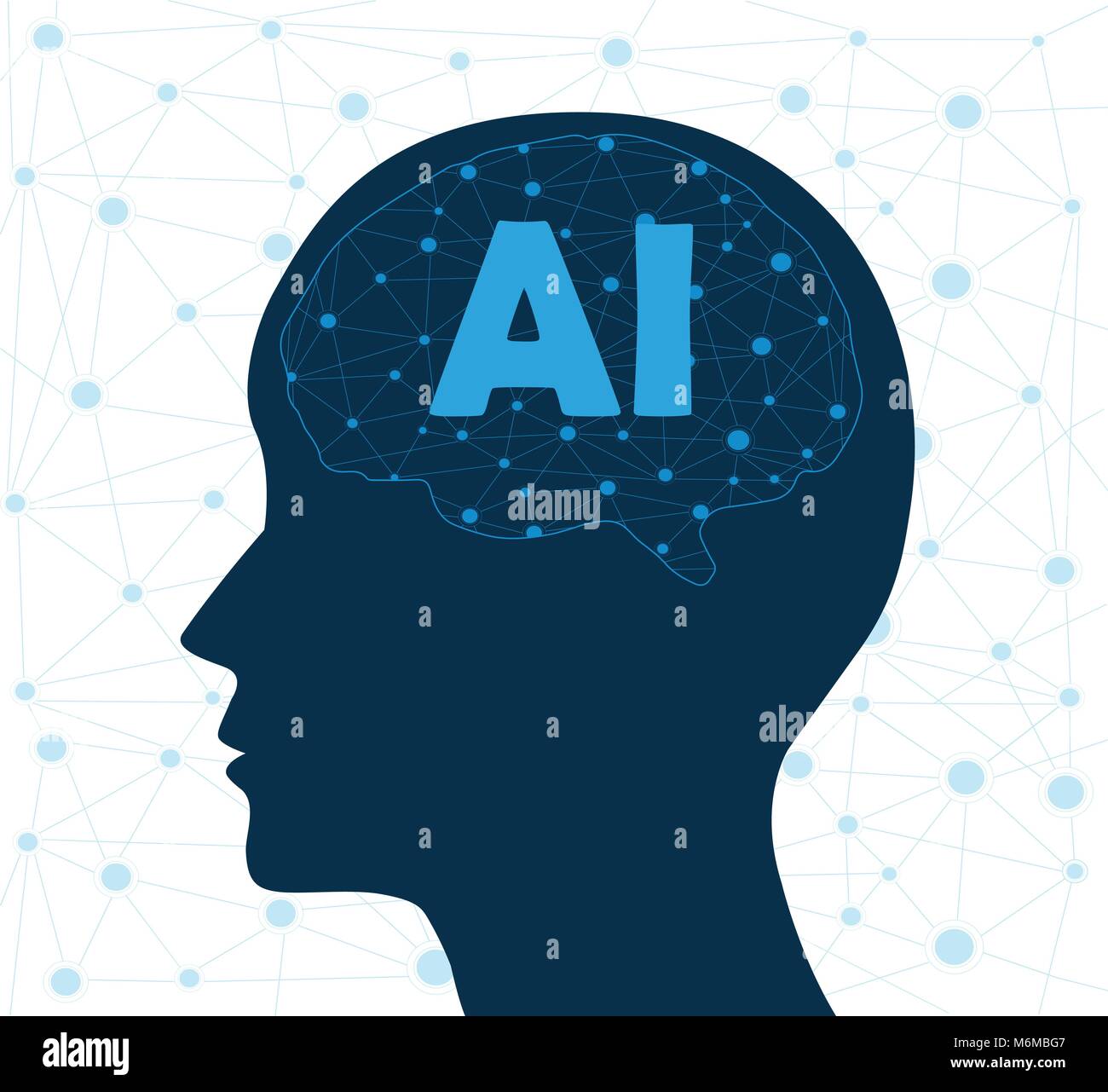 Concept of Artificial Intelligence with Human head. Networks Design ...