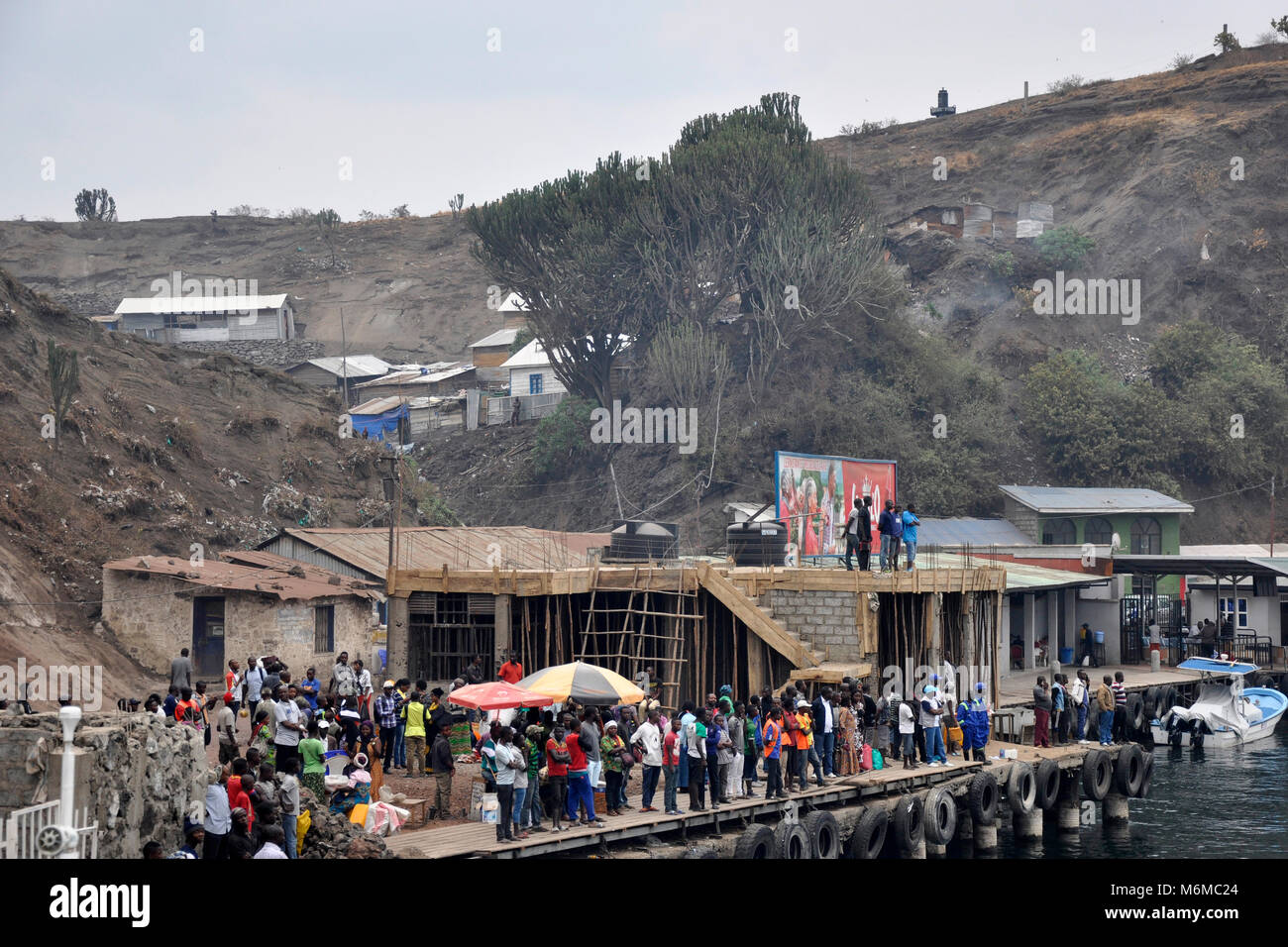 Democratic Republic of Congo, People boarding from Goma Stock Photo