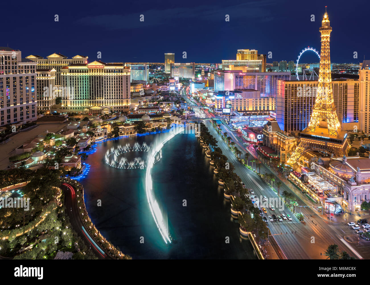 Las Vegas Strip skyline at night Stock Photo - Alamy